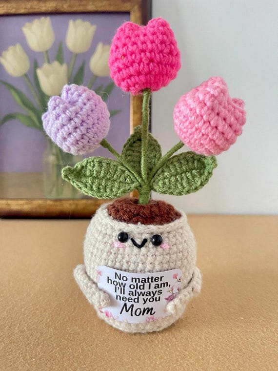 Mother's Day Gift for Mom – Crochet Flower Plant With Custom