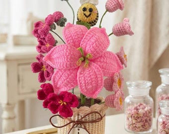 Crochet Flower Bouquet,Handmade Flower,Home Decor,Valentine's Day Gift,Tulip,Birthday Gift,Wedding Gift,Anniversary,Forever,Gift for mom