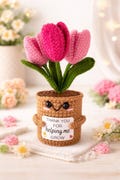 Personalized Crochet Flower Pot Gift for Coworker, Thank You Goodbye Gift, Leaving Job or Retirement Keepsake, Custom Message Decor product logo