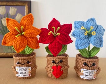 Kattenveilige bloemen – Gehaakte roos, tulp of lelie – Gepersonaliseerd cadeau – Veilig voor katten – Decoratie – Plant op maat