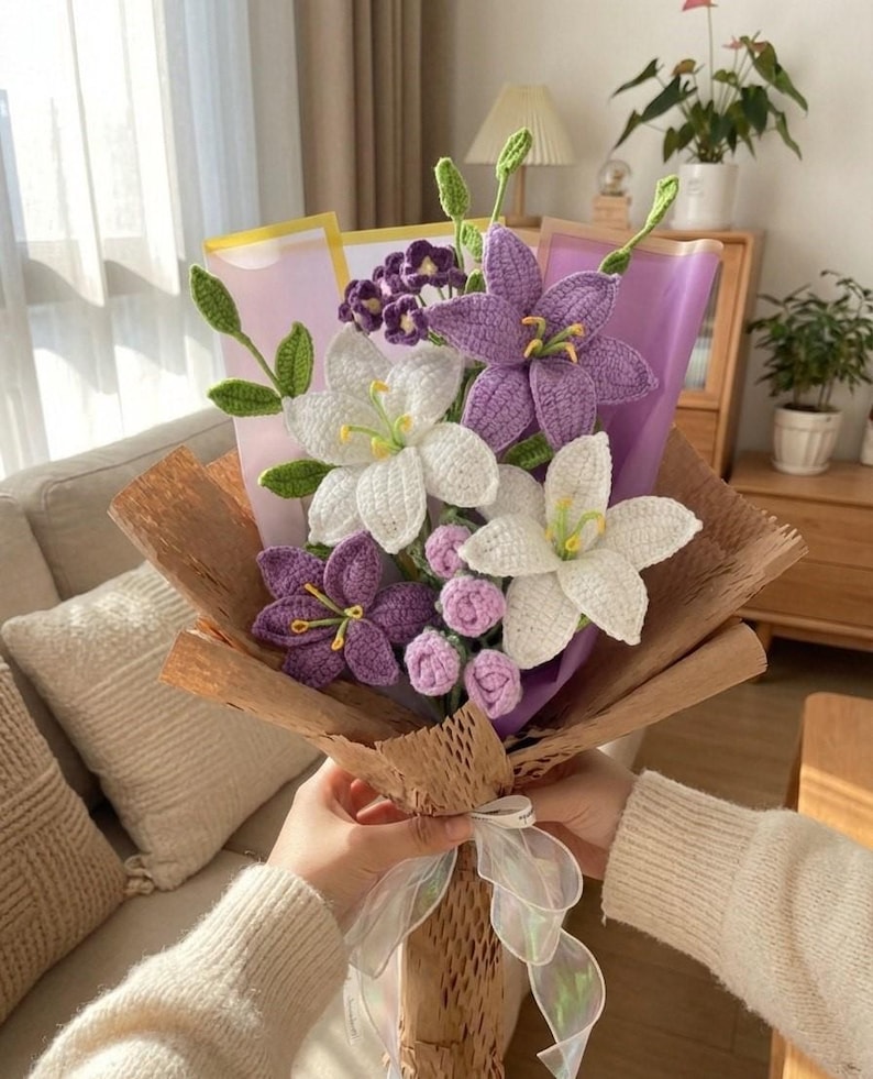 Crochet Bouquet – Handmade Forever Flower Arrangement – Elegant Gift for Mom image 1