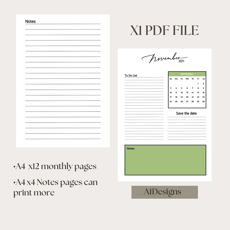 2024 Monthly to Do List, Printable 2024 Calendar, Monthly Notes