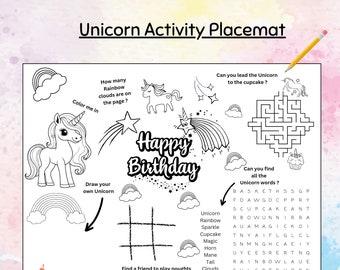 Unicorn activity sheet, unicorn party favour, unicorn coloring page, Unicorn birthday party, printable unicorn activity page,