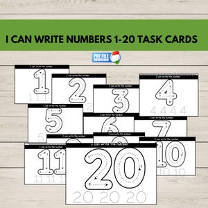 Je peux tracer les nombres de 1 à 20, cartes de tâches numériques pour les centres de maternelle, recherche de numéros pour les enfants d'âge préscolaire,