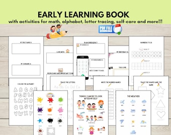 Vorschul-Lernarbeitsbuch, Kindergarten-Bundle, druckbare Arbeitsblätter, Homeschool-Paket