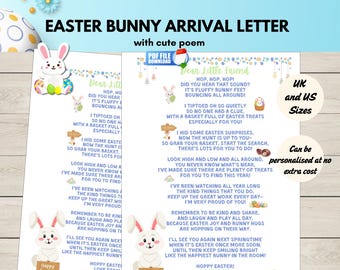 Printable Easter Bunny Letter, Easter Bunny Arrival Letter, Easter Egg Hunt Note, Kids Easter Morning Surprise, Instant Download