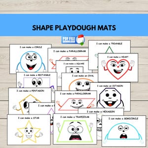 Shapes Play Dough Mats Printable, Home school Resources, Fine Motor Skills Activity, Digital Download, Shape Activity Mats,