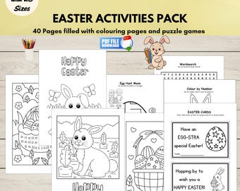 Easter Activities for Kids Printable, Easter Activity Pack, Puzzles Mazes & Coloring Pages, Classroom Worksheets, Instant Download