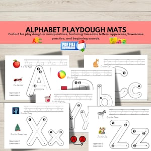 Printable Alphabet Playdough Mats, ABC Fine Motor Activity, Pre-K Kindergarten Literacy Centers,  Preschool Phonics & Alphabet Practice,