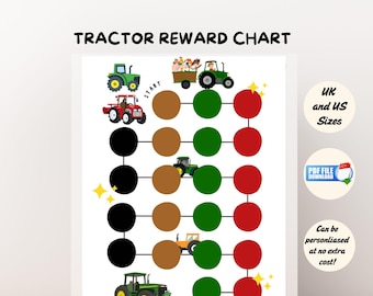 Tractor Reward Chart Printable for Kids, Behavior Chart, Daily Chores, Potty Training, Digital Download,