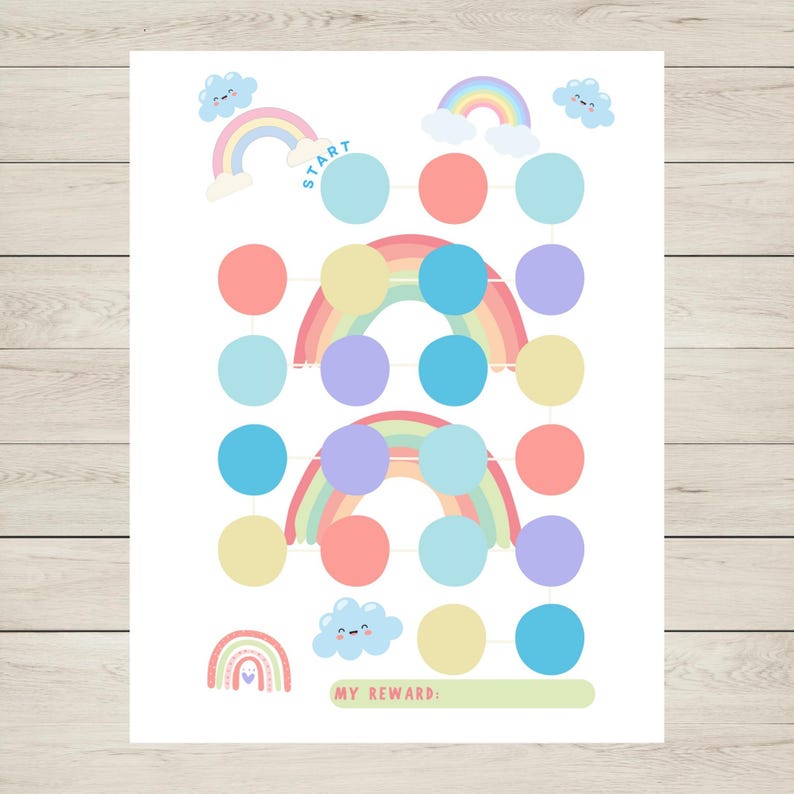 Reward Chart Color Rainbow Reward Chart Printable for Kids, Rainbows Potty Training Chart ...