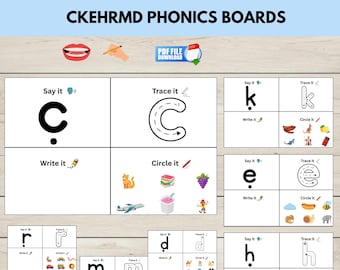 CKEHRMD Phonics Activity Cards, Printable Initial Sounds Group 2 Phonics Boards, Preschool and Kindergarten Literacy Center,
