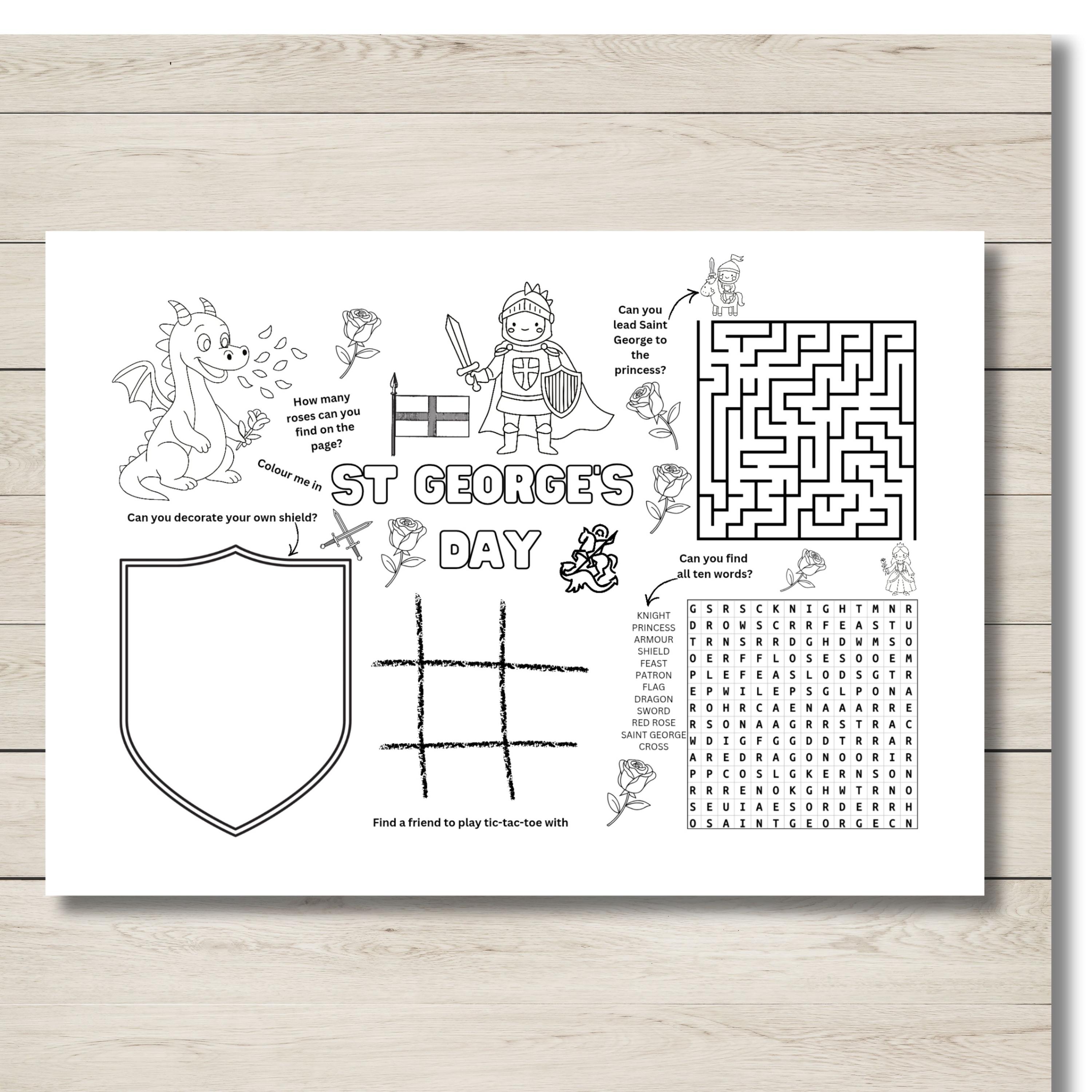 Saint George Exercise .pdf St George’s Day Activity Sheet Printable, Kids Coloring Page, Saint ...