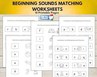 Buchstaben Töne Arbeitsblätter, ABC Phonics zum Ausdrucken, Buchstabe Ton passende Aktivität, Vorschule Kindergarten Alphabetisierung PDF