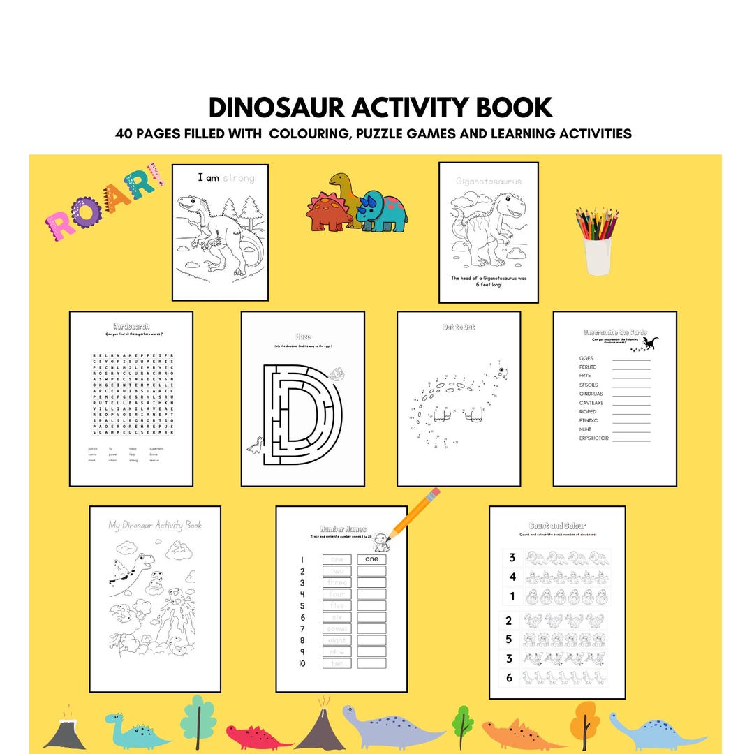Dinosaur Activity Book PDF, Printable Dinosaurs Activity Bundle ...