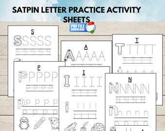 SATPIN Letter Practice Activity Sheets, SATPIN Handwriting Worksheets, Instant PDF Download,