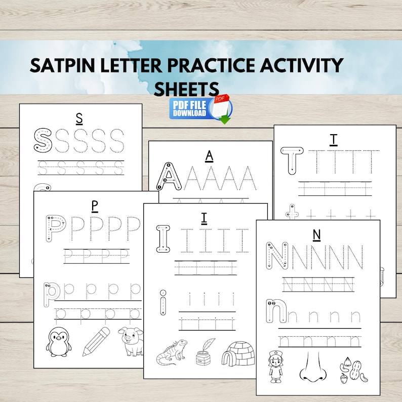 SATPIN Letter Practice Activity Sheets, SATPIN Handwriting Worksheets ...