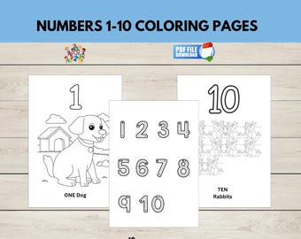 Numbers 1-10 Coloring Activity Book, Counting Practice, Number Recognition, Early Math Activity,