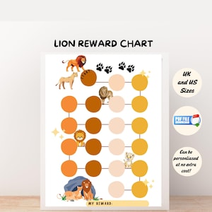 Lion Kids Reward Chart, druckbare Lion Töpfchen Tabelle, Verhaltenstabelle für Kinder,