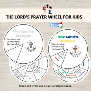 The Lord&#39;s Prayer Craft Kindergarten Preschool, Lord&#39;s Prayer Printable, Bible Coloring Wheel, Sunday School Activity,