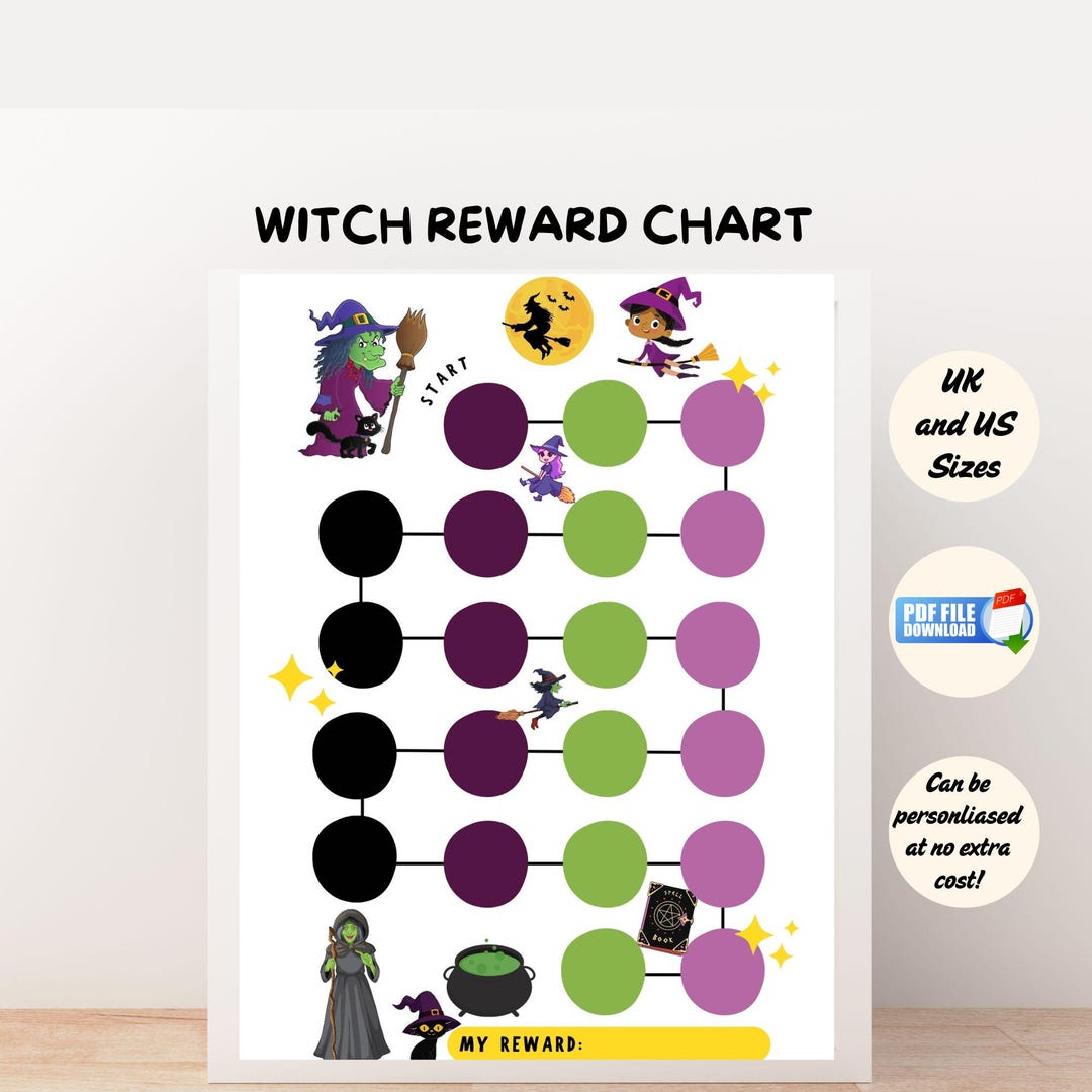 Halloween Witch Behaviour Reward Chart Printable, Kids Chore Tracker ...