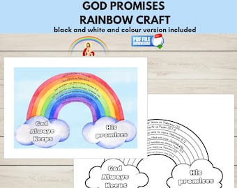 God Promises Activity, Sunday School Rainbow Craft, Sunday School Kids Printable,