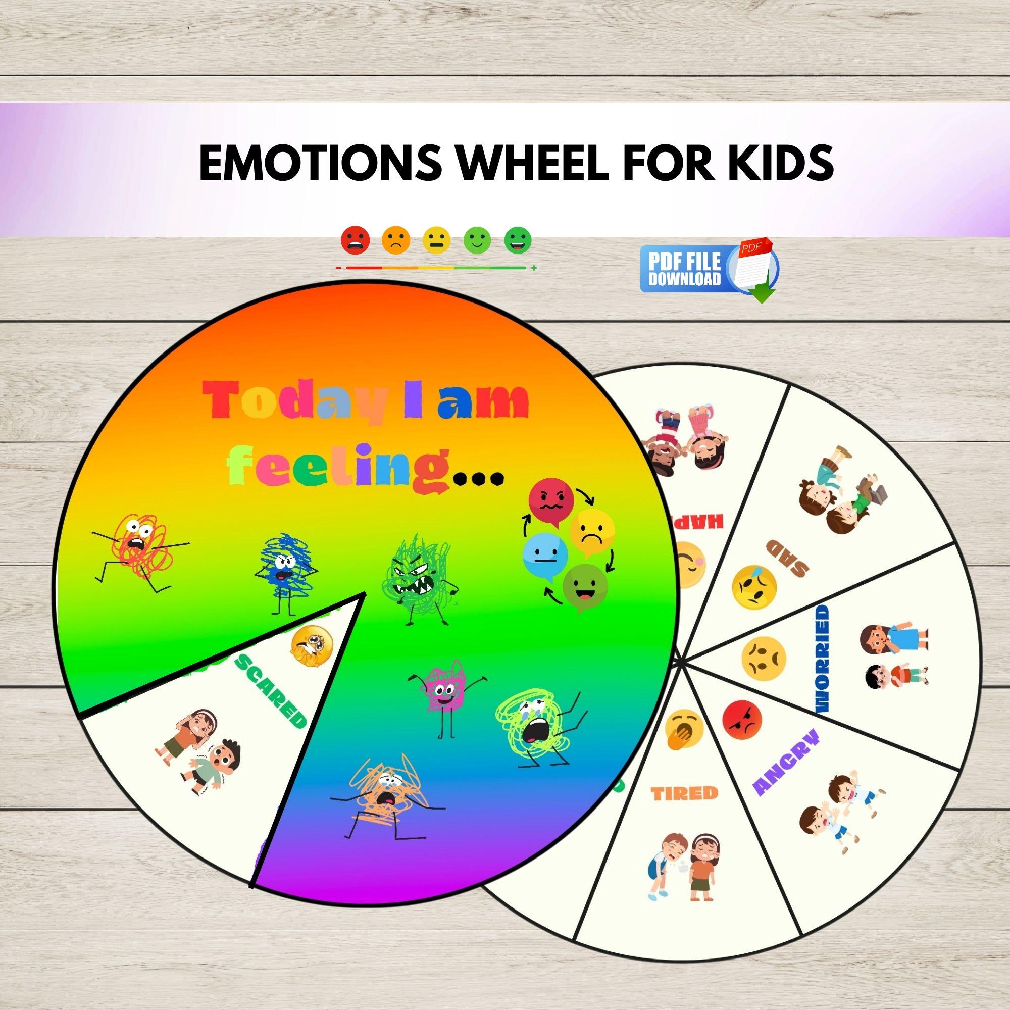 Printable Kids Emotions and Feelings Wheel, SEL Activity & Calm Down ...