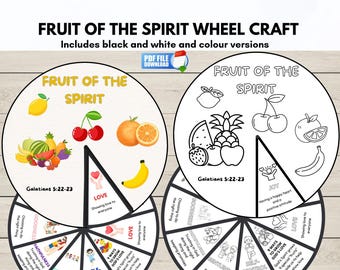 Fruit of the Spirit Story Wheel Craft for Kids, Sunday School Lesson, Galatians 5: 22-23 Printable, Bible Story Coloring