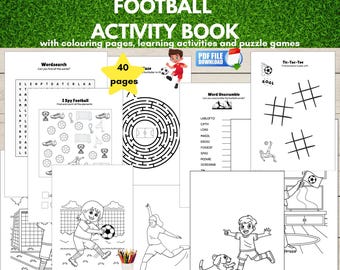 Football Activity Book for Kids, Printable Soccer Games, Learning Activity Pack, Coloring Pages, Puzzle Activities, Instant Download