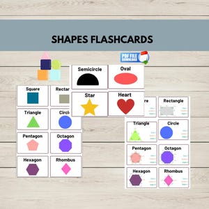 Shape Flash Cards Printable, Basic 2D Shapes Flash Cards , Preschool Shape Cards, Kindergarten Geometry, Home Learning Resource,