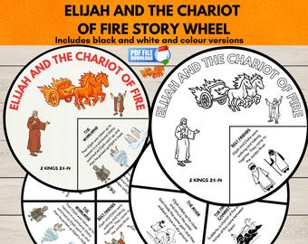 Elijah and The Chariot of Fire Bible Story Wheel Craft, Elijah & Elisha Sunday School Activity, Christian Printable
