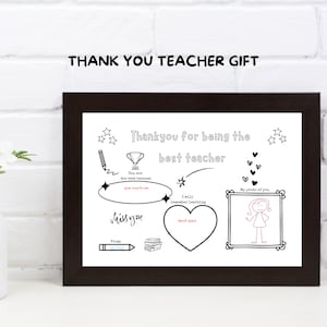 Teacher Appreciation Printable Craft, Personalised Teacher End of Year Gift, Thank You Teacher Craft, Digital Download,