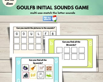 Juego de sonidos iniciales del grupo 3 de fonética GOULFB, actividad imprimible para desarrollar las habilidades de lectura temprana en preescolar y jardín de infancia.
