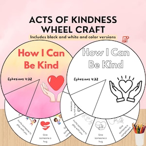 Manualidad bíblica de la rueda de la bondad para niños, manualidad de colorear con ruleta de la bondad, actividad de actos de bondad
