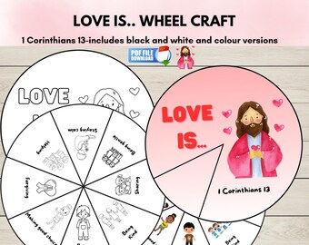 Love Is Activity Wheel Craft for Kids, 1 Corinthians 13, Bible Spinner, Valentine’s Day Christian Sunday School Printable,