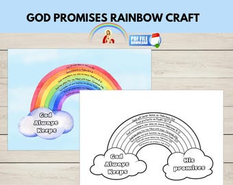 God Promises Activity, Sunday School Rainbow Craft, Sunday School Kids Printable,