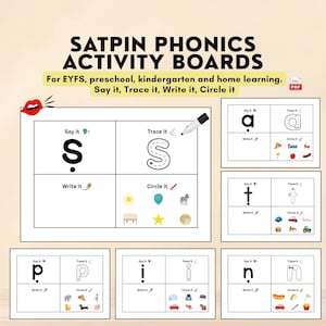 S A T P I N Printable Phonics Sounds Activity Boards.