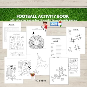 Football Activity Book for Kids, Printable Soccer Games, Learning Activity Pack, Coloring Pages, Puzzle Activities, Instant Download