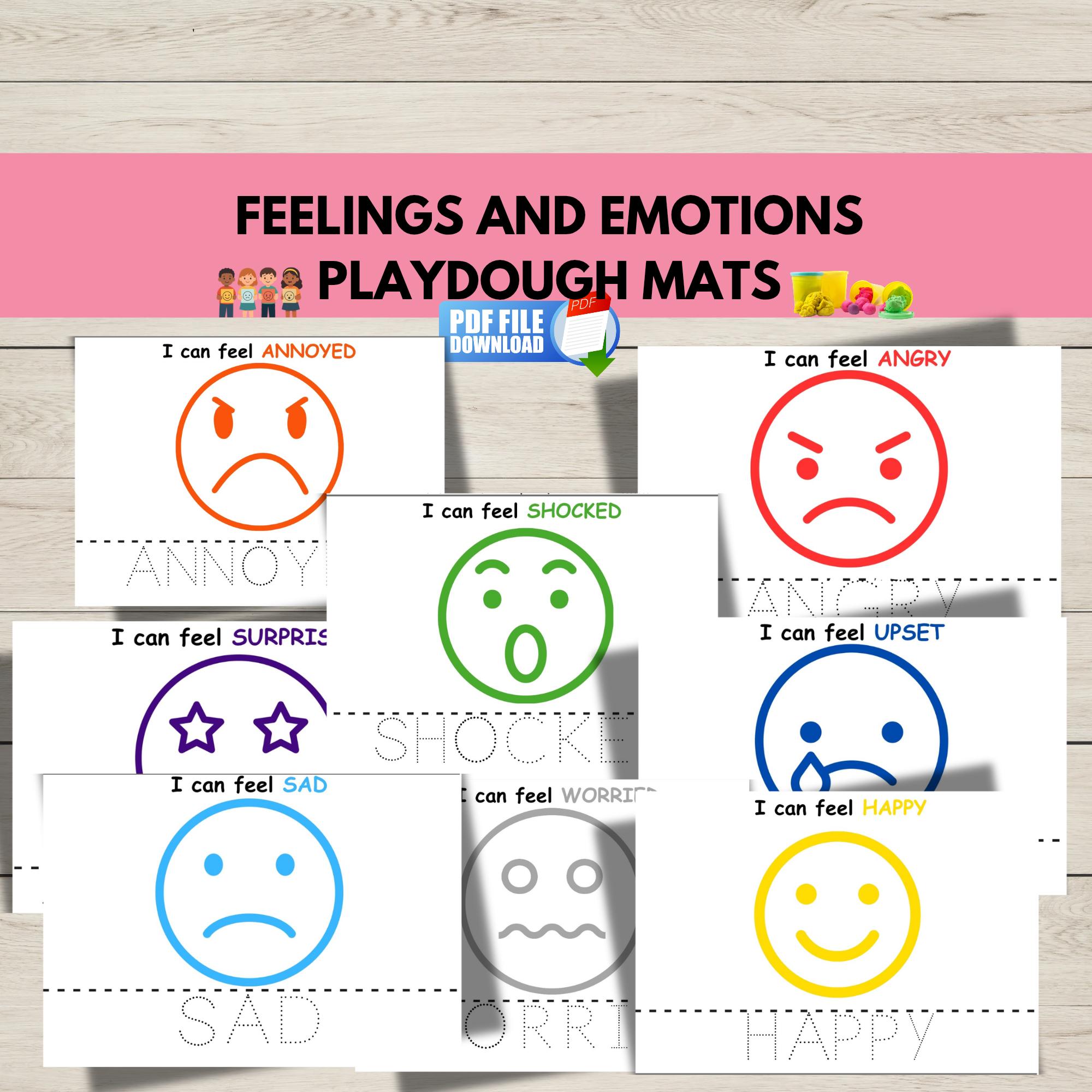 Emotions Play Dough Mats Printable, Feelings SEL Activity, Social ...
