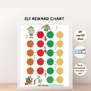 Elf Reward Chart, Kids Chore Tracker Printable, Holiday Elves Behaviour PDF,