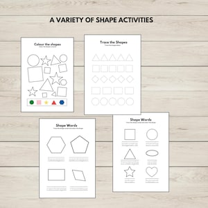 2D Shapes Worksheets Printable, Shape Activity Pack for Preschool and ...
