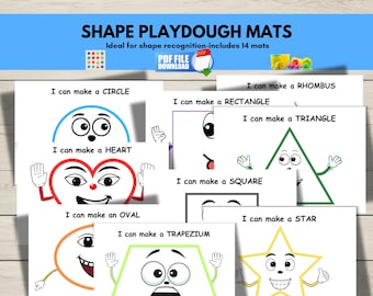 Shapes Playdough Mats Printable, Early Math Resource, Fine Motor Skills Activity, Digital Download,