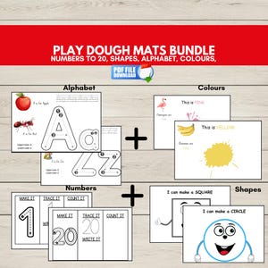 Printable Play Dough Mats Bundle, Alphabet Shapes Colours Numbers, Fine ...