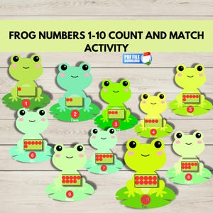 Counting 1–10 Frog Printable Math Game, Preschool Number Matching Activity, Kindergarten Math Center,