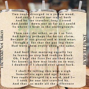 The Road Not Taken, 20 oz beker wrap, gedicht Robert Frost poëzie beker, klassiek gedicht, png wintervakantiecadeau, 20 oz instant download reismok