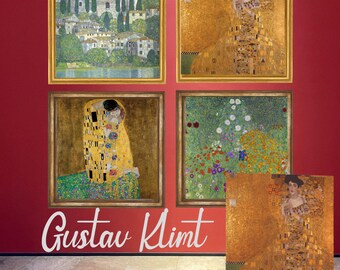 Classic Masterpieces Gustav Klimt Paintings, Quality Prints Instant Download, Group of four Home Decor large wall Art Small Office Art Gift