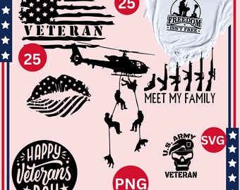 Patriotic Veterans Day, Clip art,Crafts DIY 25 images in PNG & SVG format, instant download, silhouettes American Flag, Freedom,Memorial Day