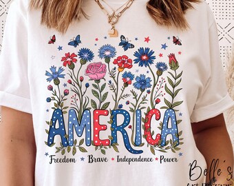 Patriotic America Butterfly Flower Garden png,Instant Download Printable image, 4th of July, Memorial Day,Veterans Day art,American Clip Art