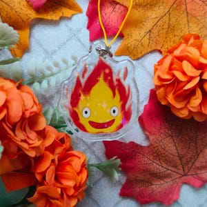 Calcifer Howl's Moving Castle cute fire flame handmade acrylic phone charm keychain
