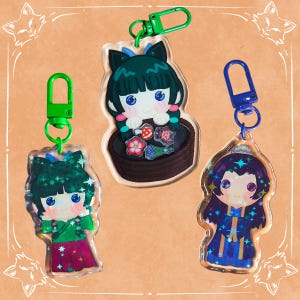 Diarios del boticario, llaveros Maomao, lindos y adorables llaveros acrílicos hechos a mano.